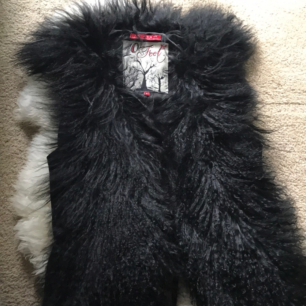 Real leather and real fur vest